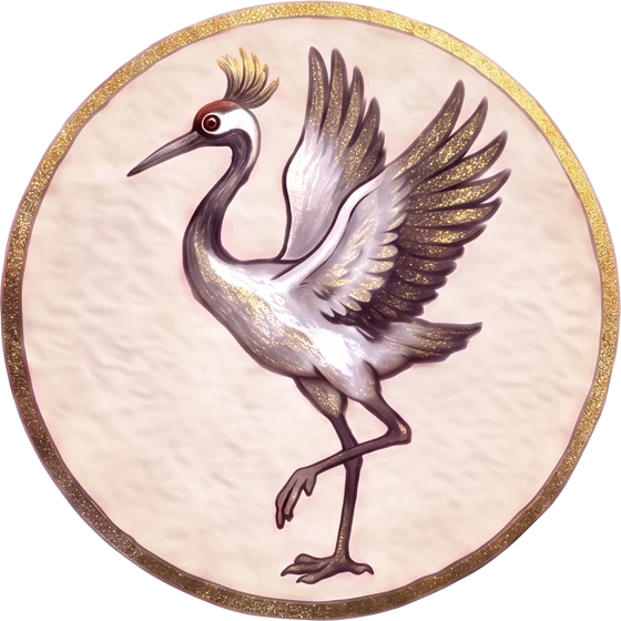 Samurai badge — a crane
